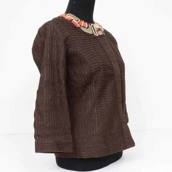 Chico Burundi Beat Bernita Tribal Beading Embroidery Jacket Size 0 (XS) Office - Picture 4 of 12
